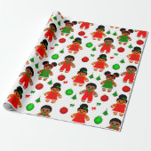 Afro Gingerbrood Kinder kerstkoekjes Cadeaupapier (Uitgerold)