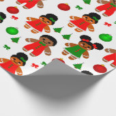 Afro Gingerbrood Kinder kerstkoekjes Cadeaupapier (Hoek)