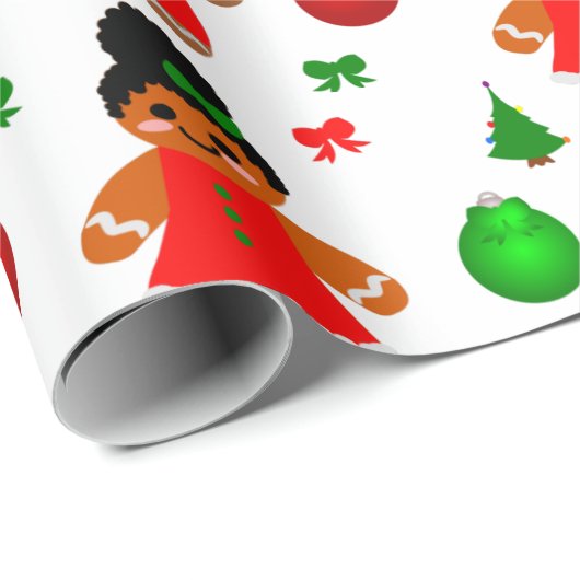 Afro Gingerbrood Kinder kerstkoekjes Cadeaupapier (Rol Hoek)
