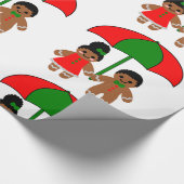 Afro Gingerbrood man Kerstcadeaupapier Cadeaupapier (Hoek)