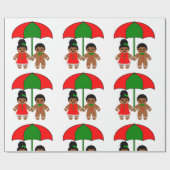 Afro Gingerbrood man Kerstcadeaupapier Cadeaupapier (Vlak)
