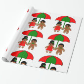 Afro Gingerbrood man Kerstcadeaupapier Cadeaupapier (Uitgerold)