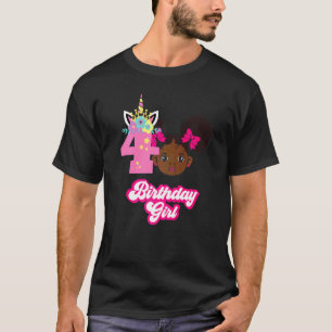 Afro Girl 4th Birthday Black Girl African American T-shirt