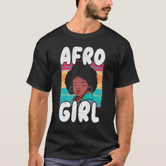 Afro Girl Afrocentric Black Pride Afro Hair T-shirt (Voorkant)