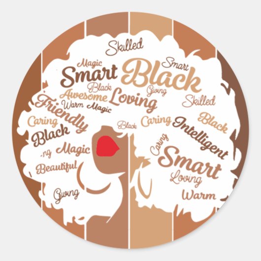 Afro Girl Black Woman African American Ronde Sticker (Voorkant)