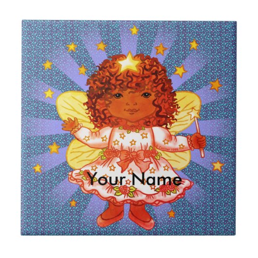 Afro Girl Fairy tegel Tegeltje (Voorkant)