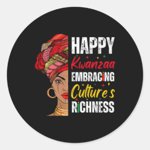 Afro Girl Happy Kwanzaa Afro-Amerikaans Erfgoed Ronde Sticker