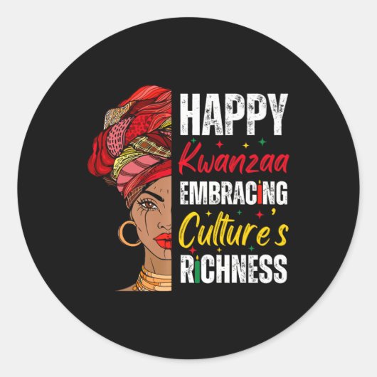 Afro Girl Happy Kwanzaa Afro-Amerikaans Erfgoed Ronde Sticker (Voorkant)