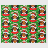 Afro Girl Kerstmis, Zwarte Vrouw, Melanin Queen Cadeaupapier (Vlak)