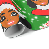 Afro Girl Kerstmis, Zwarte Vrouw, Melanin Queen Cadeaupapier (Rol Hoek)