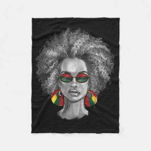 Afro Girl Natural Hair Black Women Art Black Histo Fleece Deken