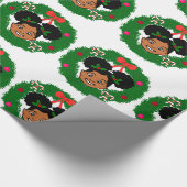 Afro Girl Puffs kerstcadeaupapier Cadeaupapier (Hoek)