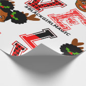 Afro Girl, rendier, rode neus, Kerstmis, zwart Cadeaupapier (Hoek)