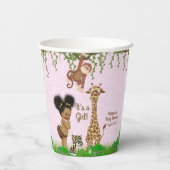 Afro Girl Safari Baby shower Papieren kopjes Papieren Bekers (Achterkant)