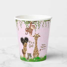 Afro Girl Safari Baby shower Papieren kopjes Papieren Bekers