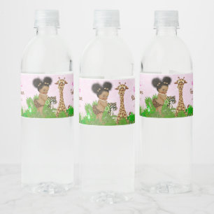 Afro Girl Safari Baby shower Water Bottle Labels Waterfles Etiket