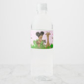 Afro Girl Safari Baby shower Water Bottle Labels Waterfles Etiket (Voorkant)