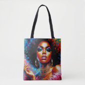 Afro Glam Canvas tas met zwarte vrouw Pop kunst ui (Voorkant)