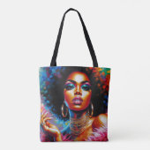 Afro Glam Canvas tas met zwarte vrouw Pop kunst ui (Achterkant)