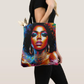 Afro Glam Canvas tas met zwarte vrouw Pop kunst ui (Dichtbij)