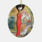 Afro Glam: een tijdloze schoonheid Keramisch Ornament (Rechts)