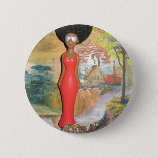 Afro Glam: een tijdloze schoonheid Ronde Button 5,7 Cm (Voorkant)