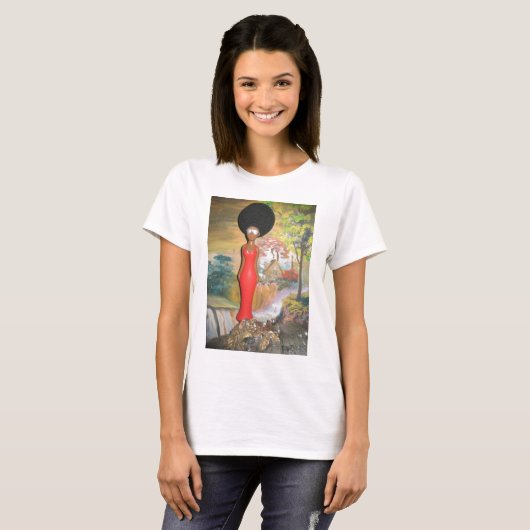 Afro Glam: een tijdloze schoonheid T-shirt (Voorkant volledig)