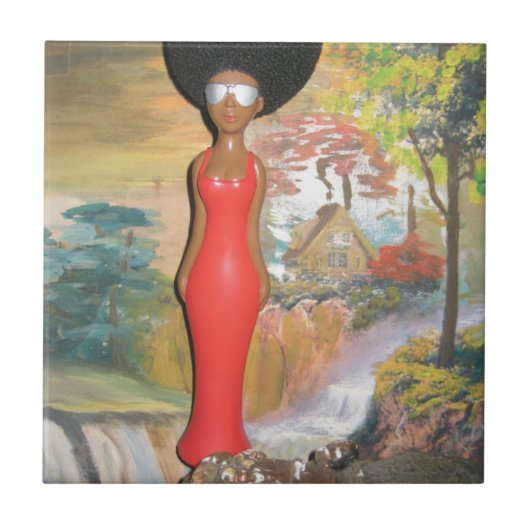 Afro Glam: een tijdloze schoonheid Tegeltje (Voorkant)