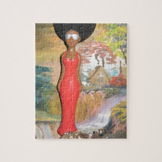 Afro Glam: Een Timeloze Schoonheid Legpuzzel (Verticaal)