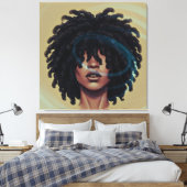 Afro Glow Canvas – Modern Black Art (Insitu (Slaapkamer))
