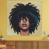 Afro Glow Canvas – Modern Black Art (Insitu (Woonkamer))
