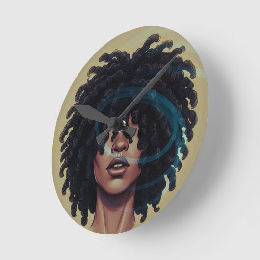 Afro Glow Round Wall Clock Ronde Klok (Hoek)