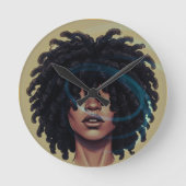 Afro Glow Round Wall Clock Ronde Klok (Voorkant)