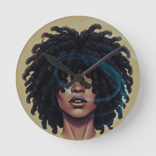 Afro Glow Round Wall Clock Ronde Klok (Voorkant)