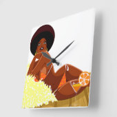 Afro Goddess Wall Clock Vierkante Klok (Hoek)