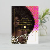 Afro Gouden Folie Bachelorette Party Folie Uitnodiging (Staand Voorkant)