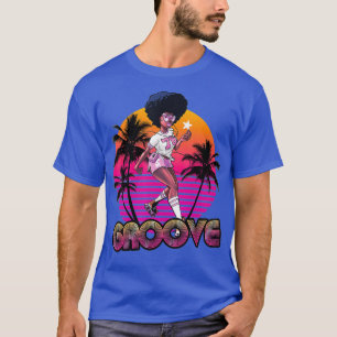 Afro Groove Roller Schaats Retro 80s 70s Disco T-shirt