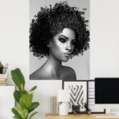 Afro haar 3D-illustratie Poster (Thuiskantoor)