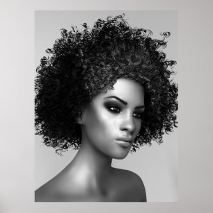 Afro haar 3D-illustratie Poster
