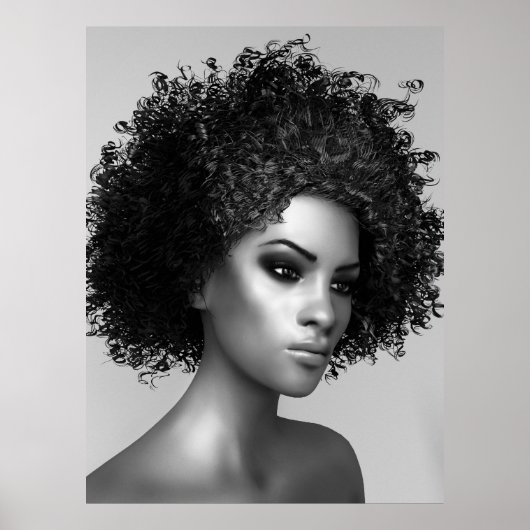 Afro haar 3D-illustratie Poster (Voorkant)