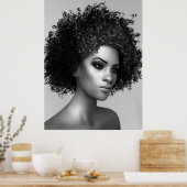 Afro haar 3D-illustratie Poster (Keuken)