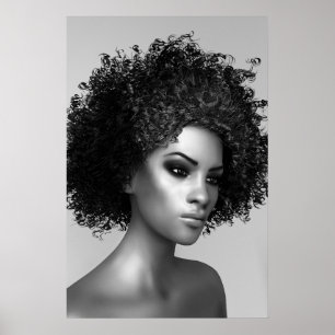 Afro haar 3D-render Poster