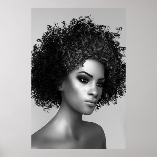 Afro haar 3D-render Poster (Voorkant)