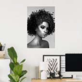 Afro haar 3D-render Poster (Thuiskantoor)