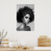 Afro haar 3D-render Poster (Keuken)