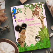 Afro Haar Baby Meisje Safari Baby shower
