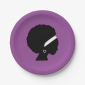 Afro-haar Paarse Papieren Bordje (Voorkant)