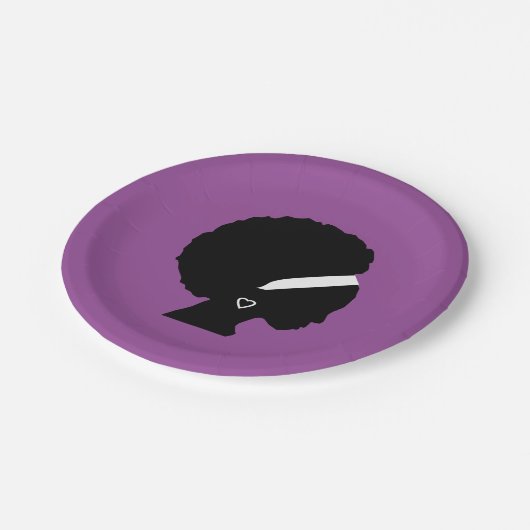 Afro-haar Paarse Papieren Bordje (Gekanteld)
