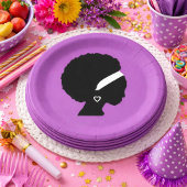Afro-haar Paarse Papieren Bordje