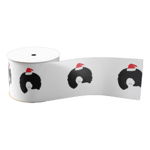 Afro Haar Santa hoed Grosgrain Lint